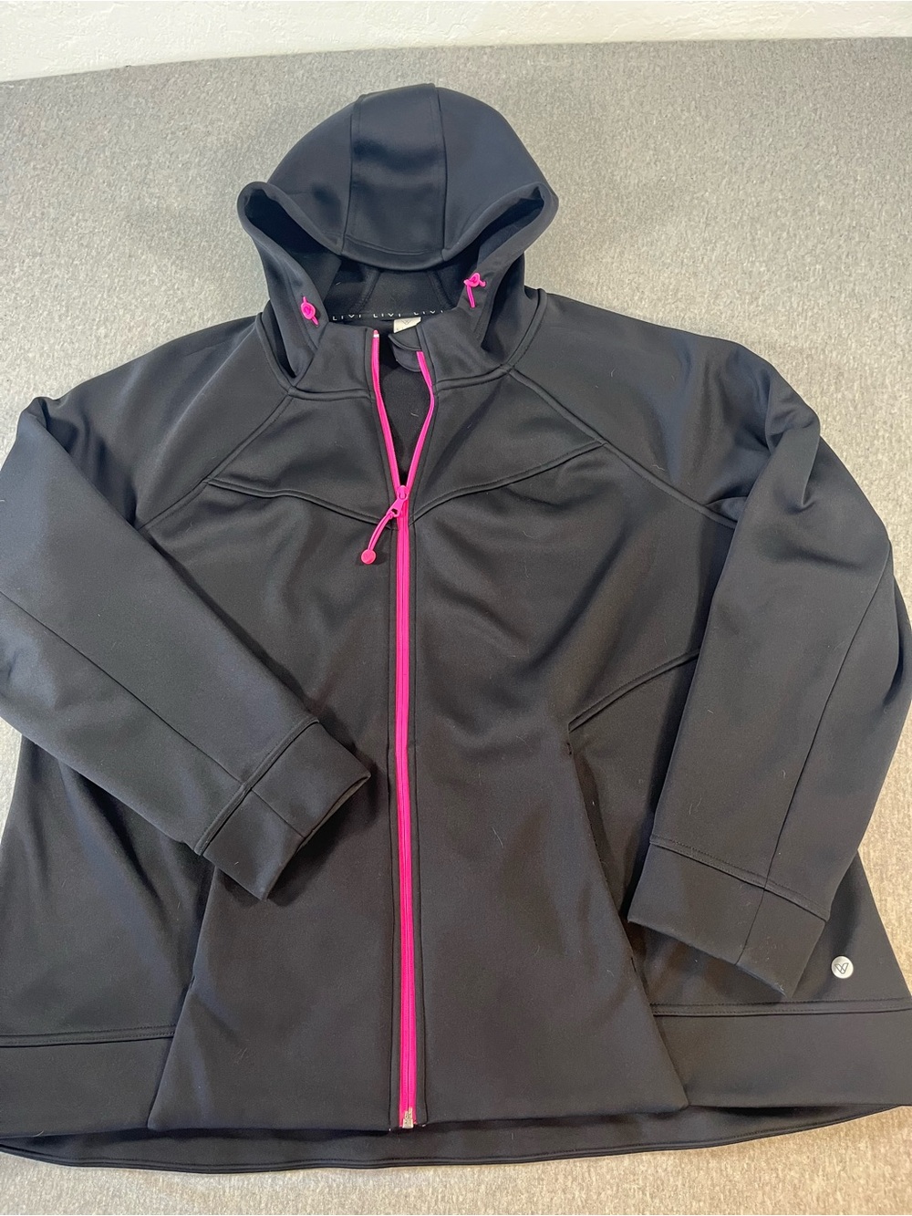 Livi Active Black Hooded Utility Jacket with Pink Trim